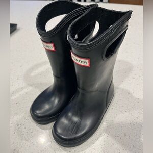 Kids Hunter Black Pull-On Rain Boots